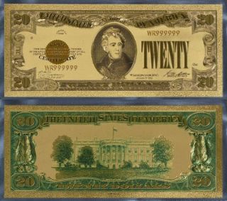 Usa P401 20$ Twenty Us Dollars 1928 Gold Certificate Coloured Note Gold 24k