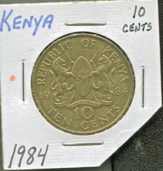 KENYA - 2 HISTORICAL ARAP MOI COINS,  10 CENTS,  1984 & 5 SHILINGS,  1985 3