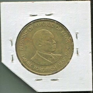 KENYA - 2 HISTORICAL ARAP MOI COINS,  10 CENTS,  1984 & 5 SHILINGS,  1985 4