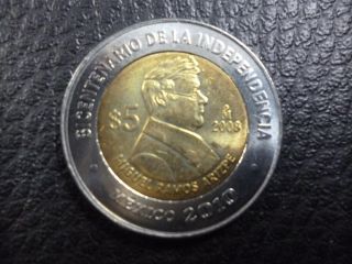 Mexico Commemorative Bimetallic Coin 5 Pesos Km904 Unc 2010 - Miguel Ramos A.