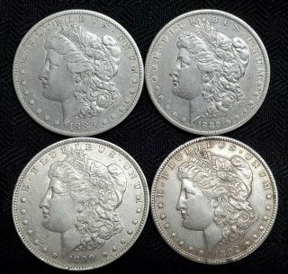 Set Of (4) Morgan Silver Dollars - 1886 O,  1889 O,  1890 O,  And 1892 O