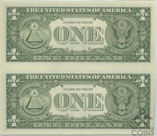 Two 1985 $1 Federal Reserve Philadelphia One Dollar Bills Uncut Notes 2