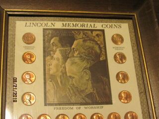 Lincoln Memorial Coins - Kennedy - Freedom of Worship Pennies Framed Set NR 2