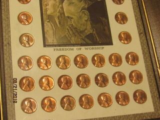 Lincoln Memorial Coins - Kennedy - Freedom of Worship Pennies Framed Set NR 3