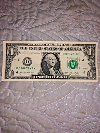 Three (3) Consecutive Dollar Bills With A Star At The End Of Serial 3