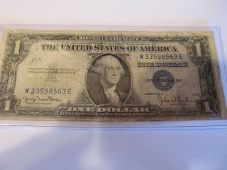 1935 - D $1 Five Dollar Bill Silver Certificate Blue Seal Note Ave Circulated