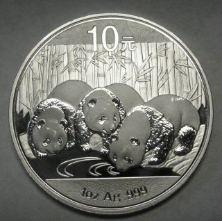 2013 China Panda 10 Yuan 1 Oz.  999 Pure Silver Coin Bu Y8