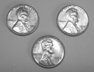 Lincoln Steel Cent Set 1943 - P,  S,  D From Old Rolls Uncirculated Since After Wwii