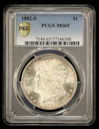 1882 - S Morgan Silver Dollar Pcgs Ms65 Edge Toning - 03624