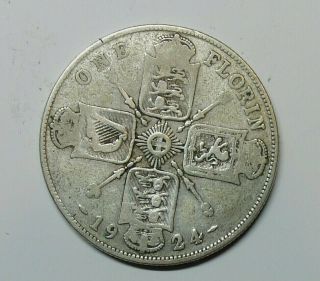 Great Britain Florin 1924.  0.  500 Silver.