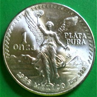 1986 Silver Mexican Libertad 1 Oz.  999 Fine Silver Round