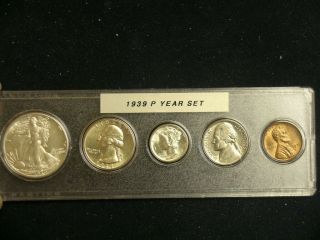 1939 - P Choice Au/bu Philadelphia Year Set - 5 - Coin Set 39 - P12