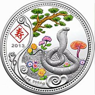 2013 Kongo Shou (longevity) Year Of The Snake 1 Oz Silver Proof Coin