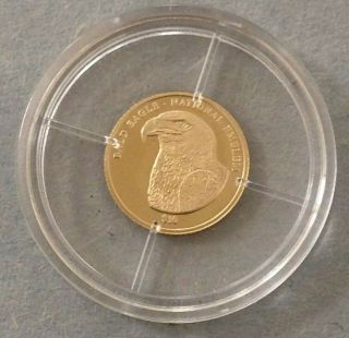 2007 Liberia $10 585 Gold Bald Eagle 0.  5 Gram Coin In Capsule W/ Cc66