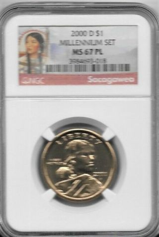 2000 - D $1 Millennium Set Sacagawea Ngc Ms67 Pl Red Label