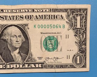 2013 K Series $1 One Dollar Bill Fancy Low Serial Rare 5 of a Kind Note FRN Cool 4