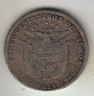 1904 Panama silver 5 centesimos,  KM - 2 (PN2) 3