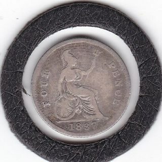 1837 King William Iv Four Pence (groat) Coin (92.  5 Silver)