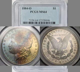 1884 - O Morgan Dollar $1 Ms 64 Pcgs Color Toned