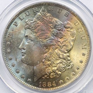 1884 - O Morgan Dollar $1 MS 64 PCGS Color Toned 4