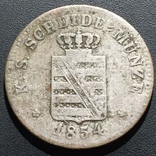 Old Foreign World Coin: 1854 - F German States Saxony - Albertine 2 Groschen