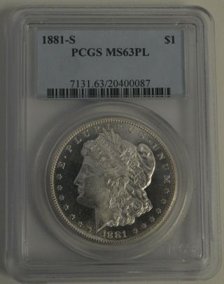 1881 - S Morgan S$1 Silver Dollar Pcgs Ms63pl
