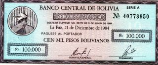 Bolivia: 10 Centavos On 100,  000 Pesos 1984