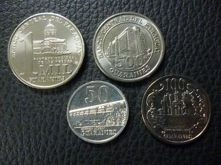 Paraguay Set X 4 Coins 50 - 100 - 500 - 1000 Guaranies,  Unc 2007 - 2014
