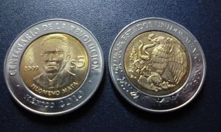 Mexico Commemorative Bimetallic Coin 5 Pesos Km907 Unc 2009 - Filomeno Mata
