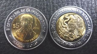 Mexico Comm.  Bimetallic Coin 5 Pesos Km906 Unc 2008 - Hermenegildo Galeana