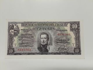 Uruguay 10 Pesos 1939 Series D Au - Unc