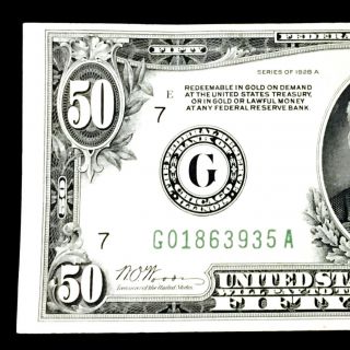 1928 Note $50 Bill Federal Reserve Bank Of Chicago Choice Bu,  $$ Nr 10922