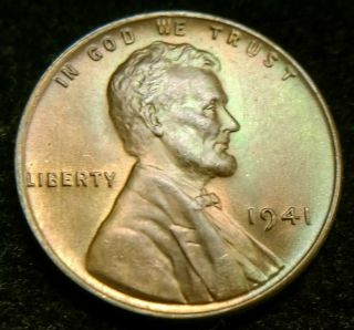 1941 - P Nicely Toned Bu/uncirculated Lincoln Cent Wheat Penny