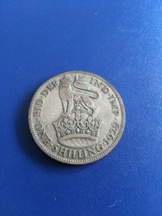 1929 Uk Great Britain Silver One Shilling,