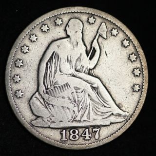 1847 - O Seated Liberty Half Dollar Choice Fine E292 Aeb