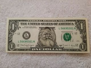 The Santa Claus Dollar Bill.  Real U.  S.  One Dollar.  Crisp.  Series 1988a