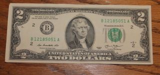 Rare Crisp 2013 Uncirculated $2 Bill Two Dollar Note B York Ny