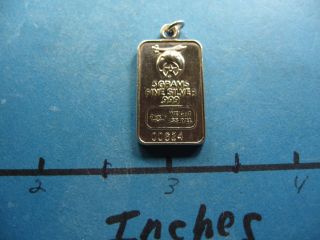Shriners 5 Grams Klitzner Kollection Very Rare 999 Silver Bar With Bezel