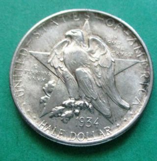 1934 Texas Independence Centennial Commemorative Silver Half Dollar.  Au Details