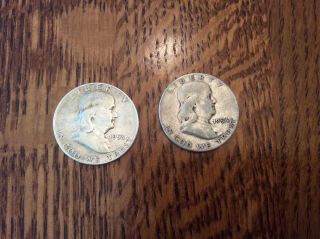 2 Ben Franklin Silver Half Dollars From 1953 And 1954