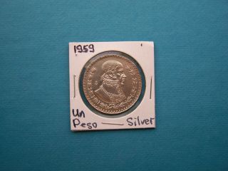 Mexico Coins 1959 Year Un Peso Silver Coin.