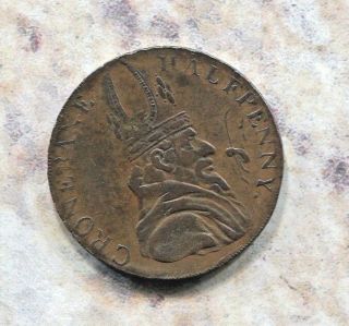 Hibernia - Historical Cronebane Half Penny Token,  Nd (ca.  1789 - 98)