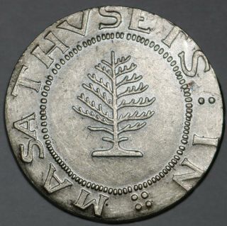 Massachusetts Pine Tree Shilling 1652 Token Specimen Large Thin Planchet
