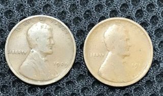 1909 Vdb And 1909 P Lincoln Cents.  2 Coins First Year.  Very Goods.  One Of Each.