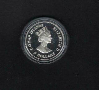 Cayman Islands 1991 $5 Silver Proof Coin Km 51 20th Anniversary Currency Board