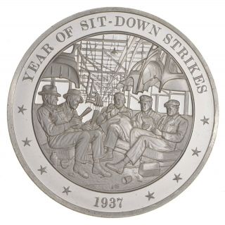 Art Bar - Year Of Sit - Down Strikes 1937 Round.  999 Silver - One Troy Ounce 781
