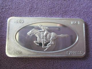 Pony Express Rare 1 Troy Oz.  999 Fine Silver Art Bar 1973 Patrick Of S.  F.