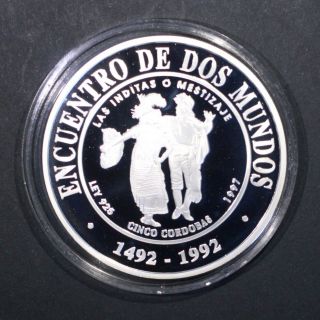 Nicaragua - Iii Serie Ibero - American - Encuentro De Dos Mundos 1997 Silver