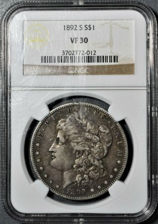 1892 - S $1 Silver Morgan Dollar,  Certified By Ngc Vf30,  Eh34