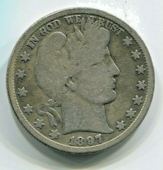 1897 - O Barber Silver Half Dollar Vg (sknr919)